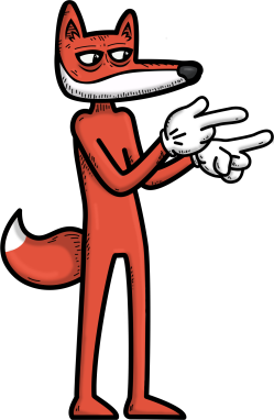 Cartoon fox pointing